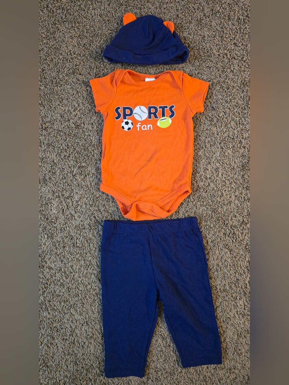 3-6M Orange 'Sports Fan' Baby Outfit